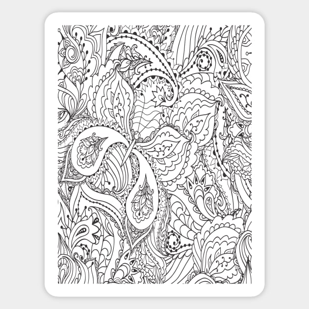 Black and white mandala art Pattern Sticker by Grave Studio